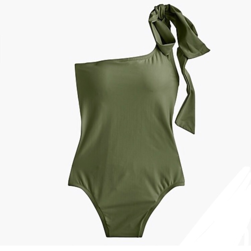 New J. Crew Bow-tie one-shoulder swimsuit - Picture 1 of 3